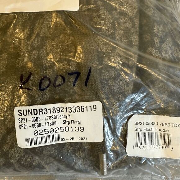 NEW! Sundry Teddy Striped Floral Hoodie Brown w/Pink Arm Stripes Size Small (1) - Picture 13 of 13